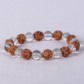 Pulsera de rudrakshas y crital liso
